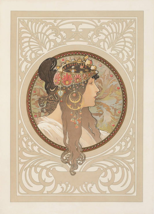 "Byzantine Head: Brunette" de Alphonse Mucha
