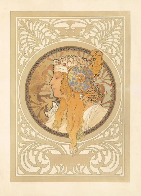 "Byzantine Head: Blonde" de Alphonse Mucha