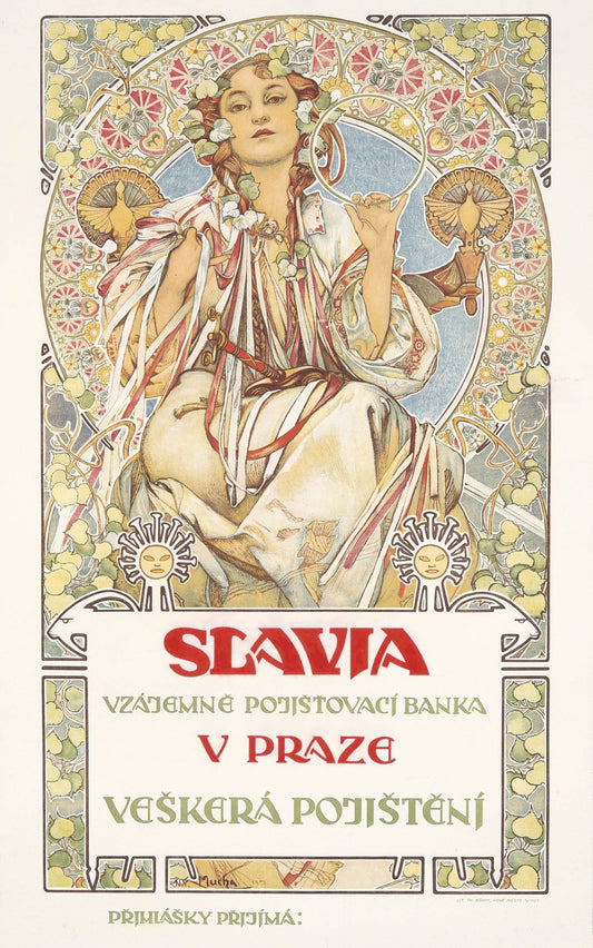 "Banco de Seguros Mutuos Slavia" de Alphonse Mucha