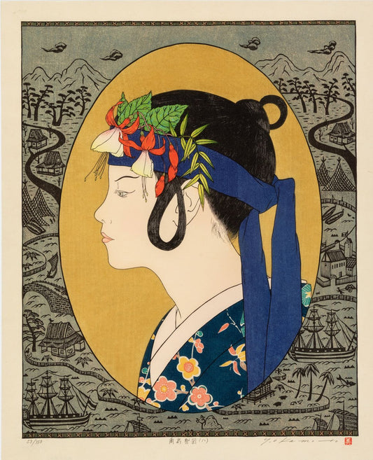 Arte Japonés - Natou Matsuri Zu-South Island Festival Girl de Okamoto Ryusei