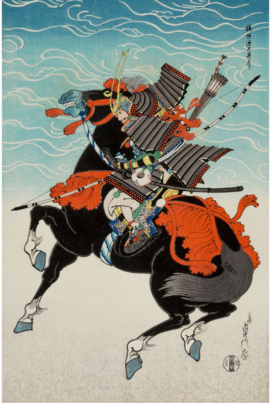 Arte Japonés - Caballero Guerrero Kajiwara Kagesue de Sadanobu Hasegawa III
