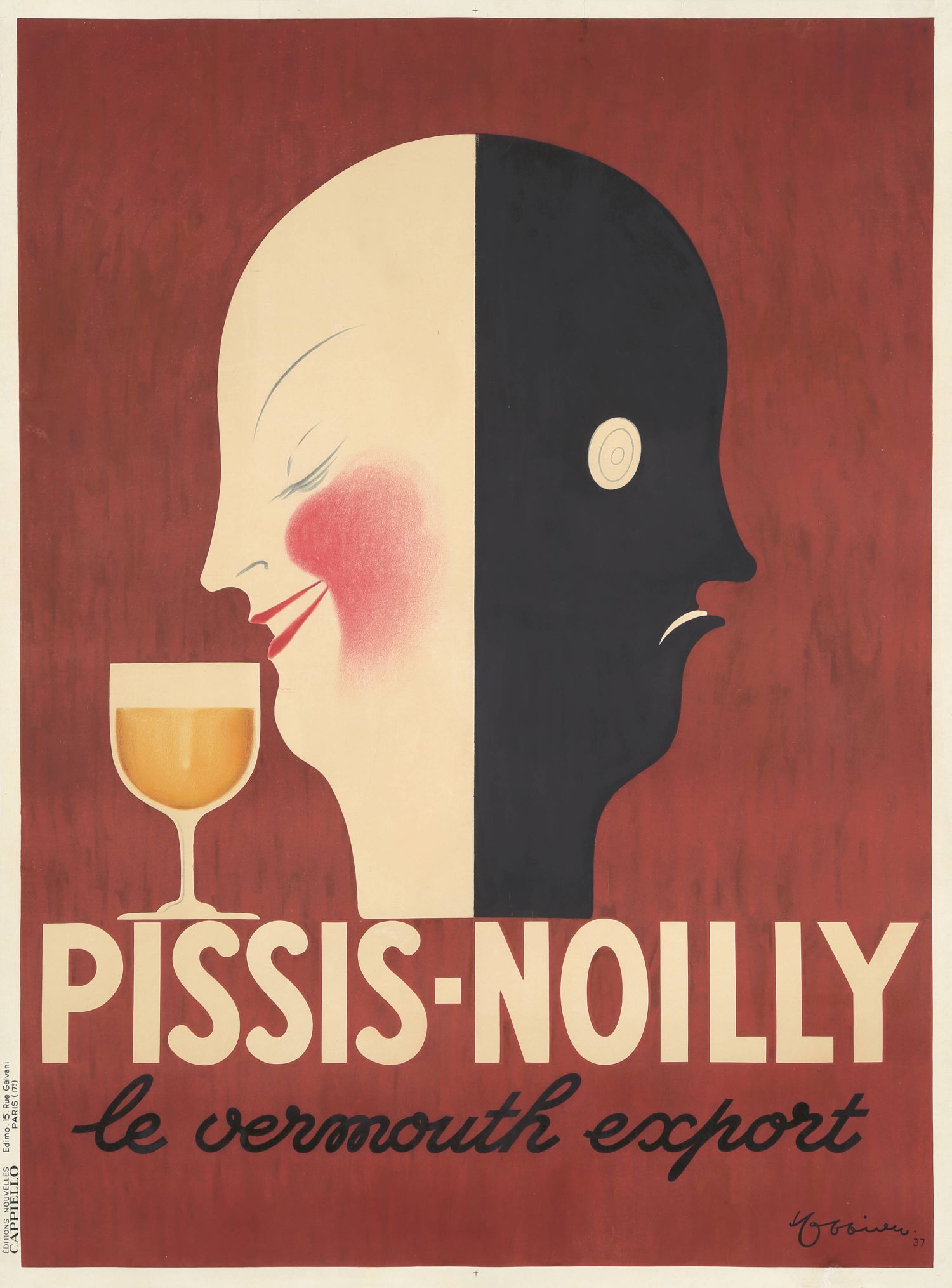 "Pissis-Noilly" de Leonetto Cappiello con mensaje en zona inferior