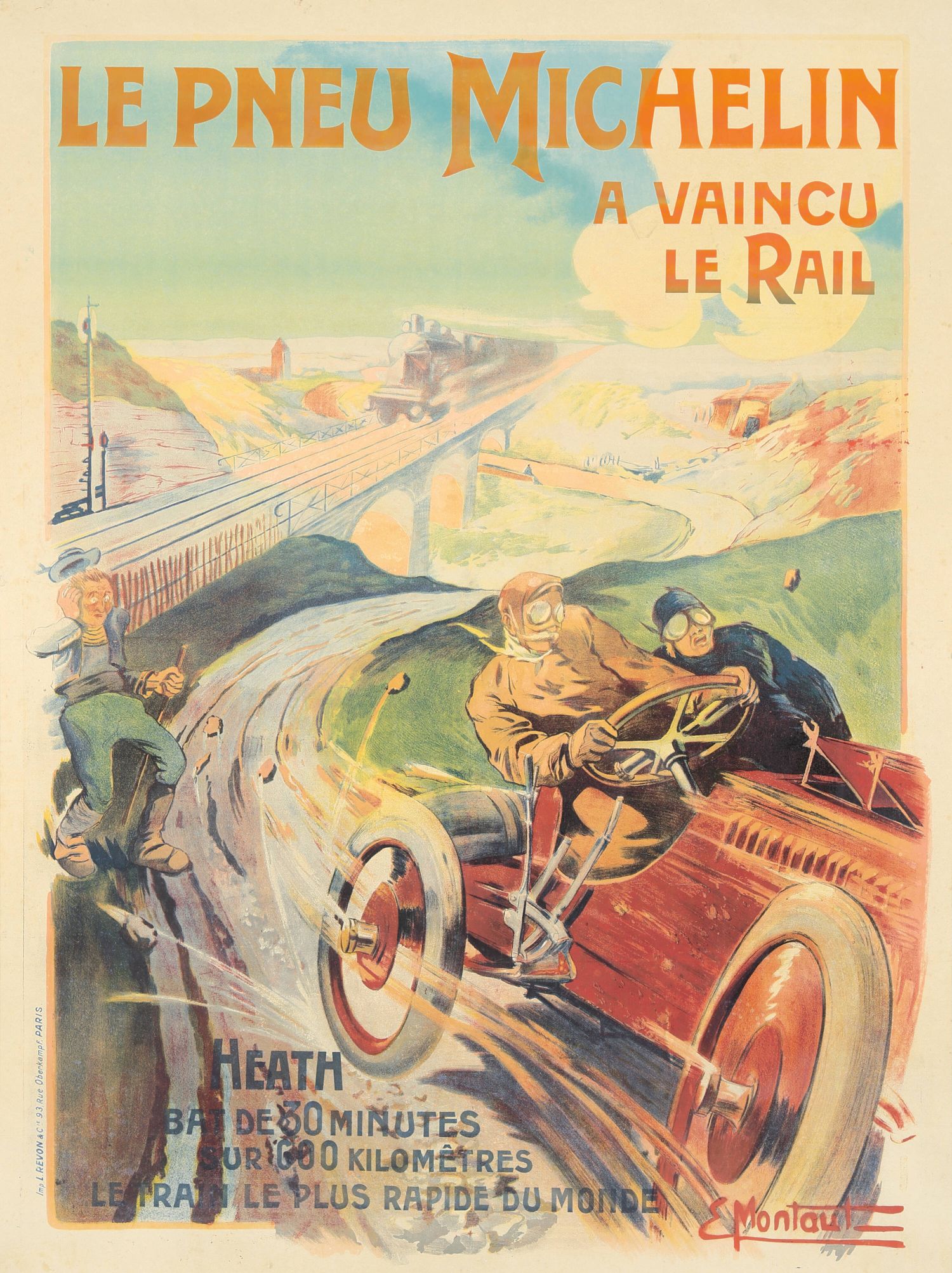 "Le Pneu Michelin a Vaincu Le Rail" de Ernest Montaut