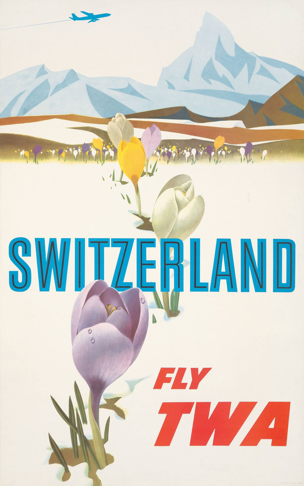 Poster vintage de TWA para Suiza, de David Klein