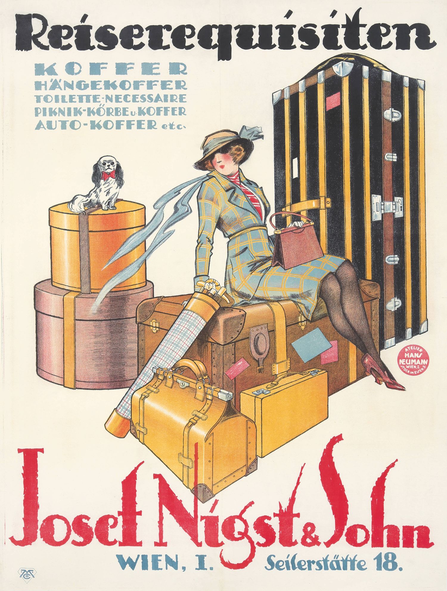 Cartel "Josef Nigst & Sohn - Reiserequisiten"