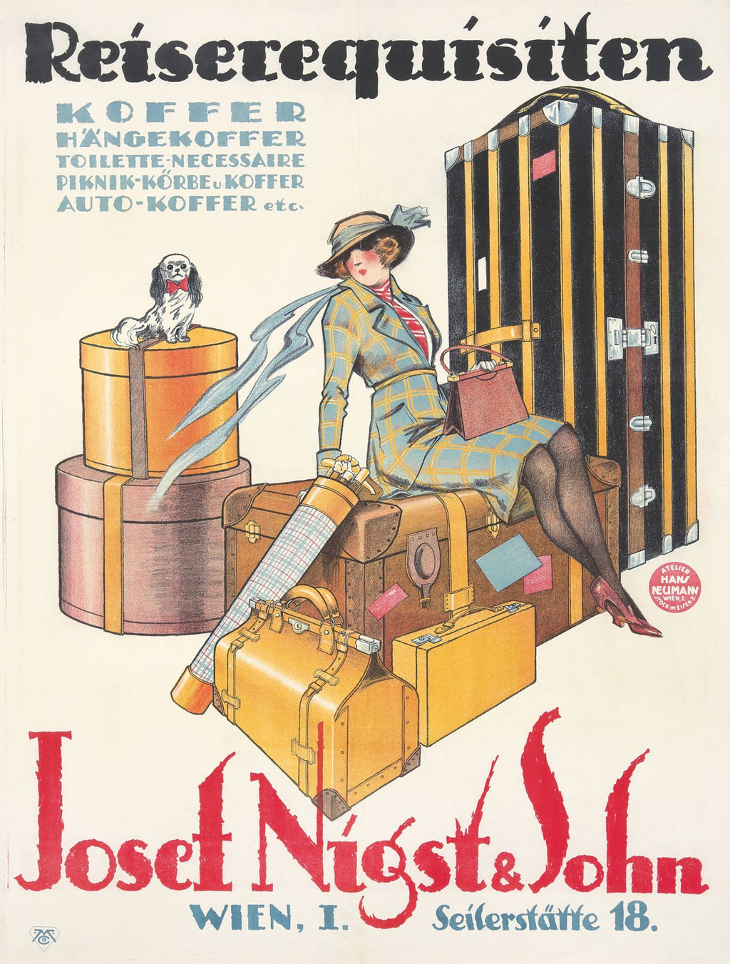 Cartel "Josef Nigst & Sohn - Reiserequisiten"