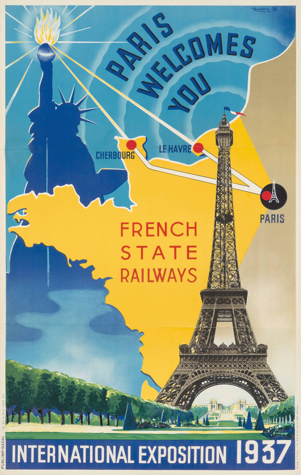 Cartel "Hildery 1937 Exposition" (French Art Deco Poster)