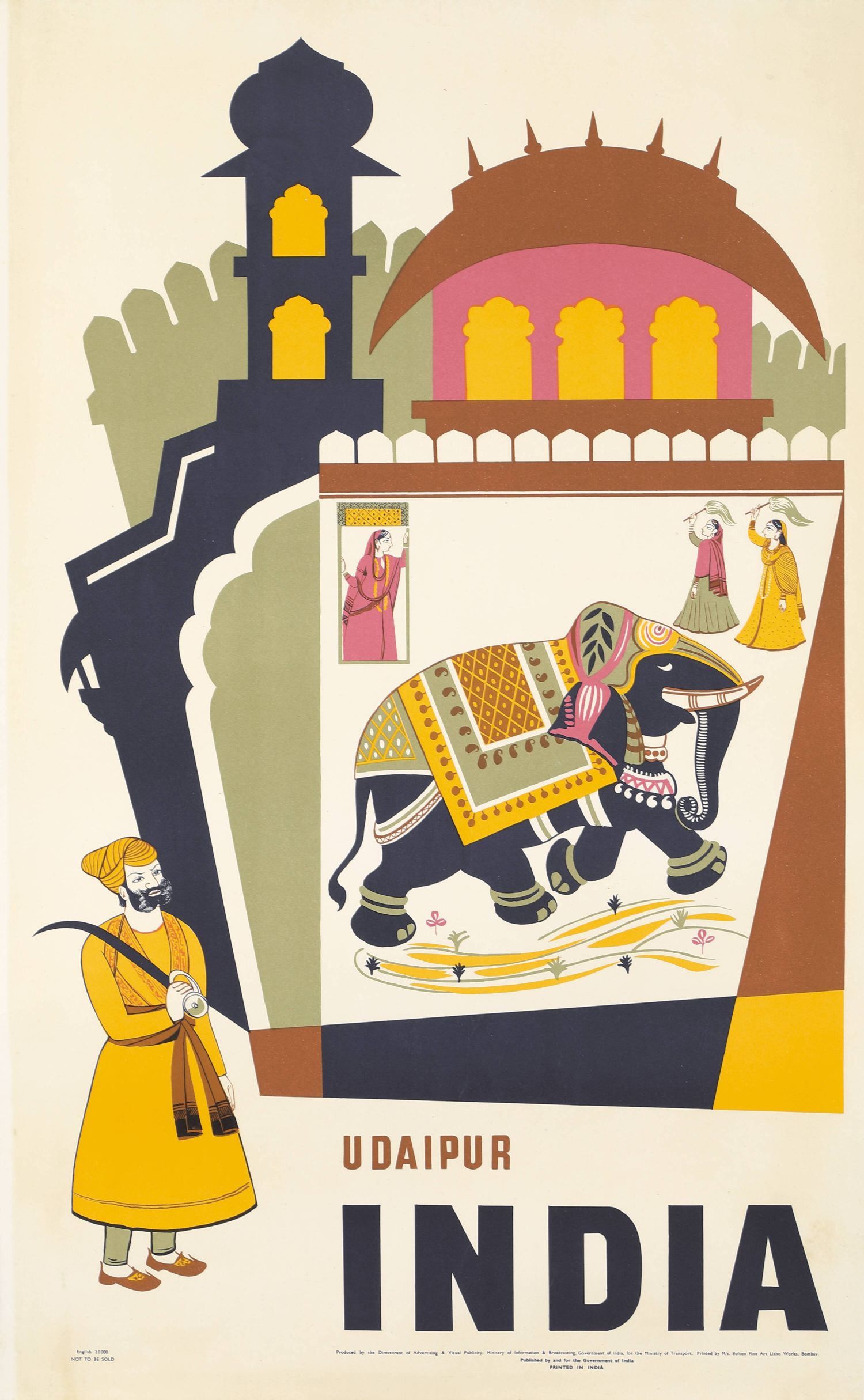 Póster de viaje vintage de "Udaipur, India"