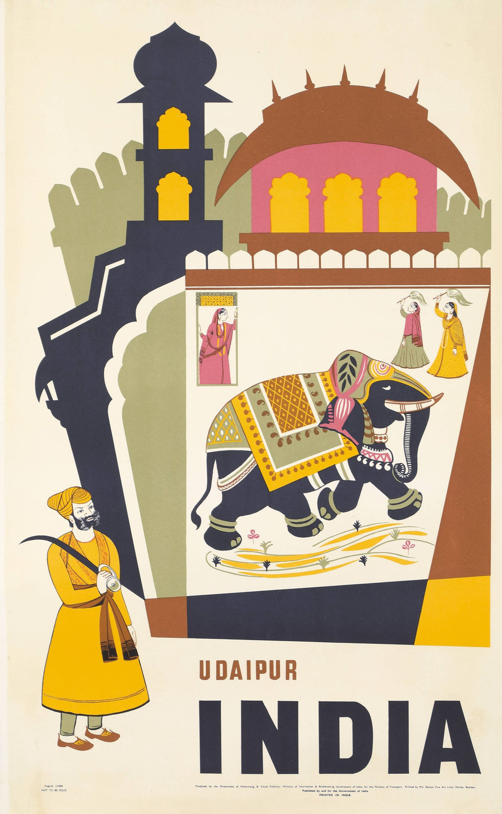 Póster de viaje vintage de "Udaipur, India"