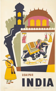 Póster de viaje vintage de "Udaipur, India"