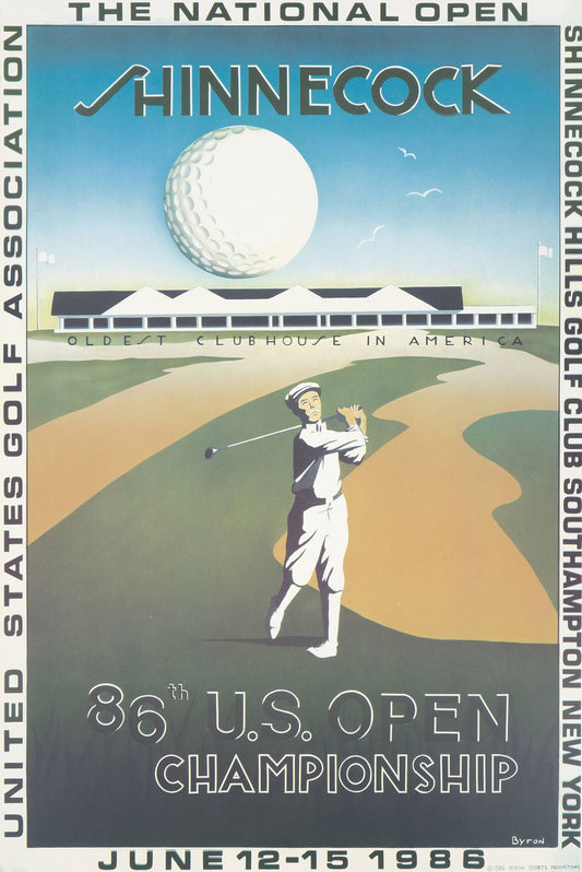 "U.S. Open de Golf de 1986" de Byron Huff con borde blanco y letras negras