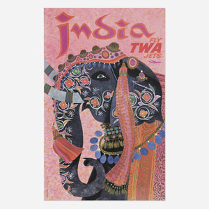 "India" de David Klein para TWA con borde blanco