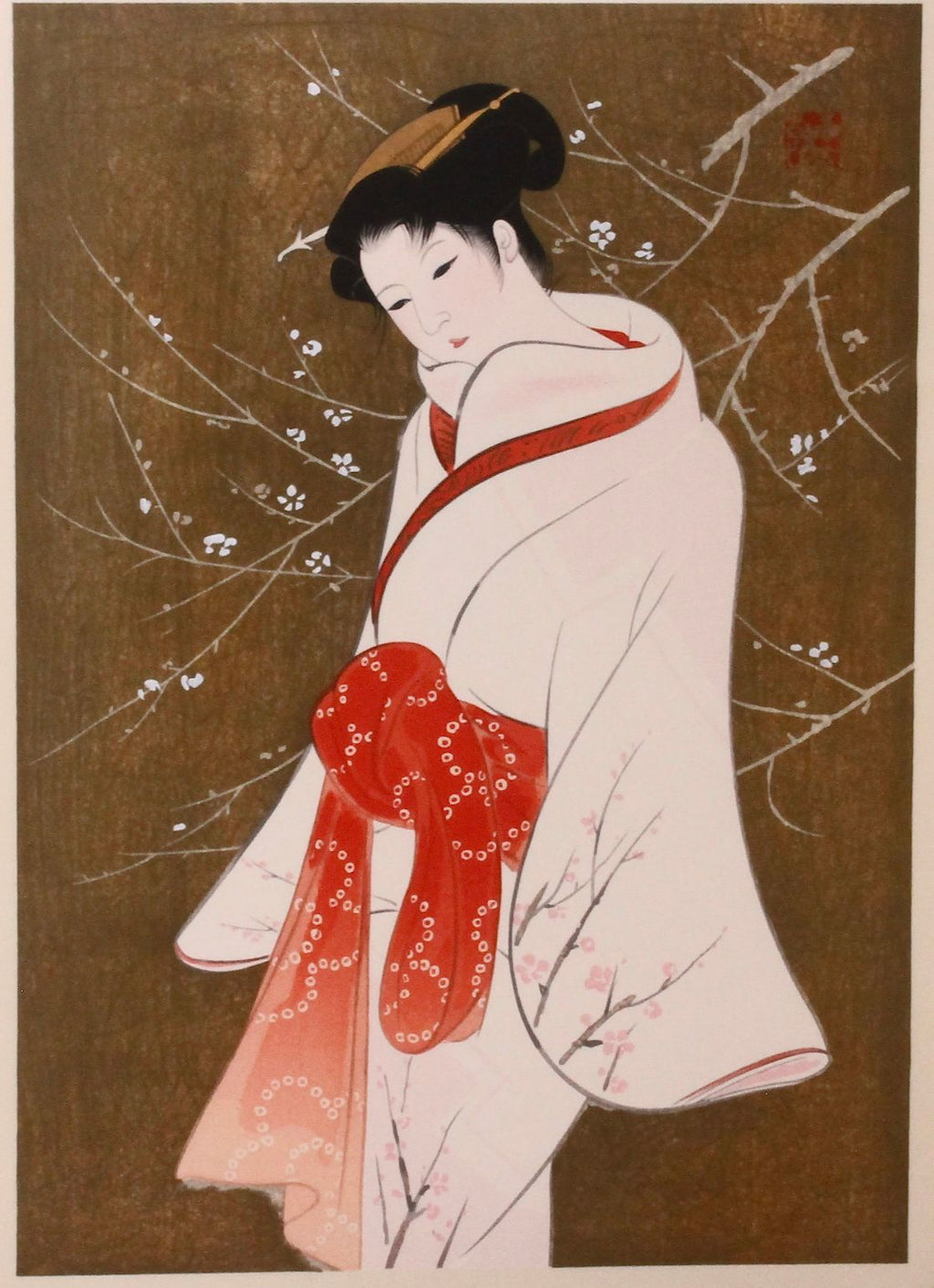 Arte Japonés - Beauty and Plum Blossoms de Sentaro Iwata