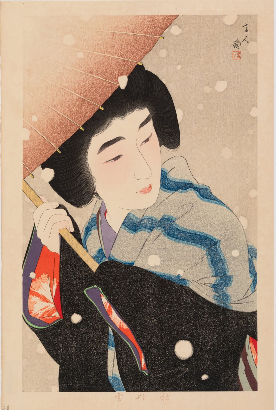 Arte Japonés - Nieve de peonía de Torii Kotondo