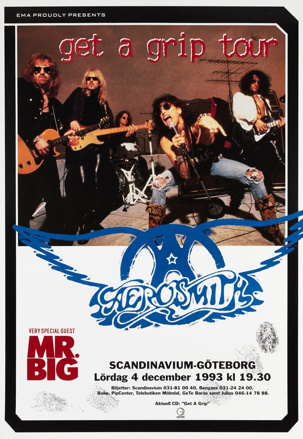 Aerosmith con Mr. Big como invitado en gira (diciembre 1993)