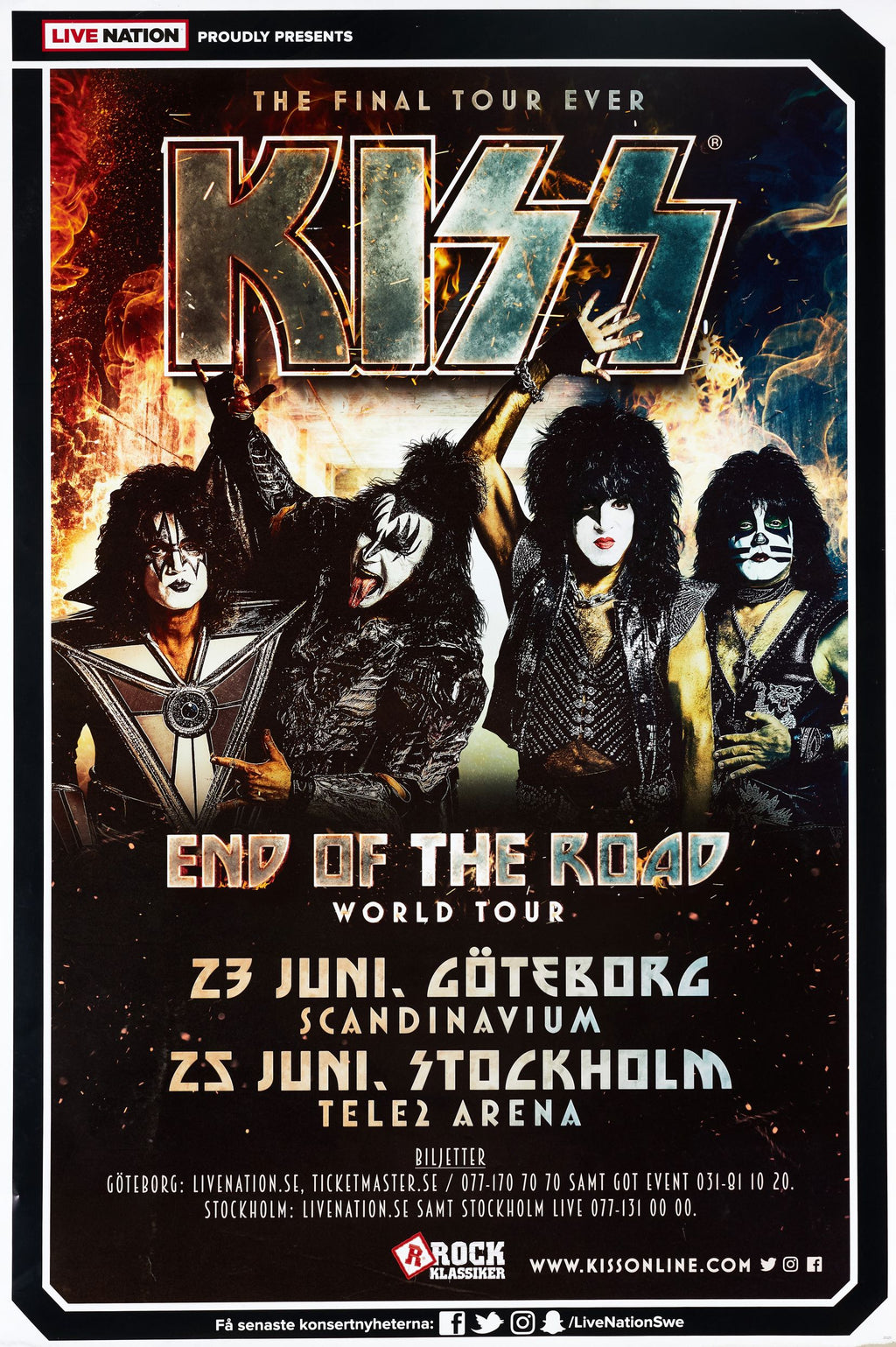 Kiss gira End of The Road fechas de Suecia (junio 2022)