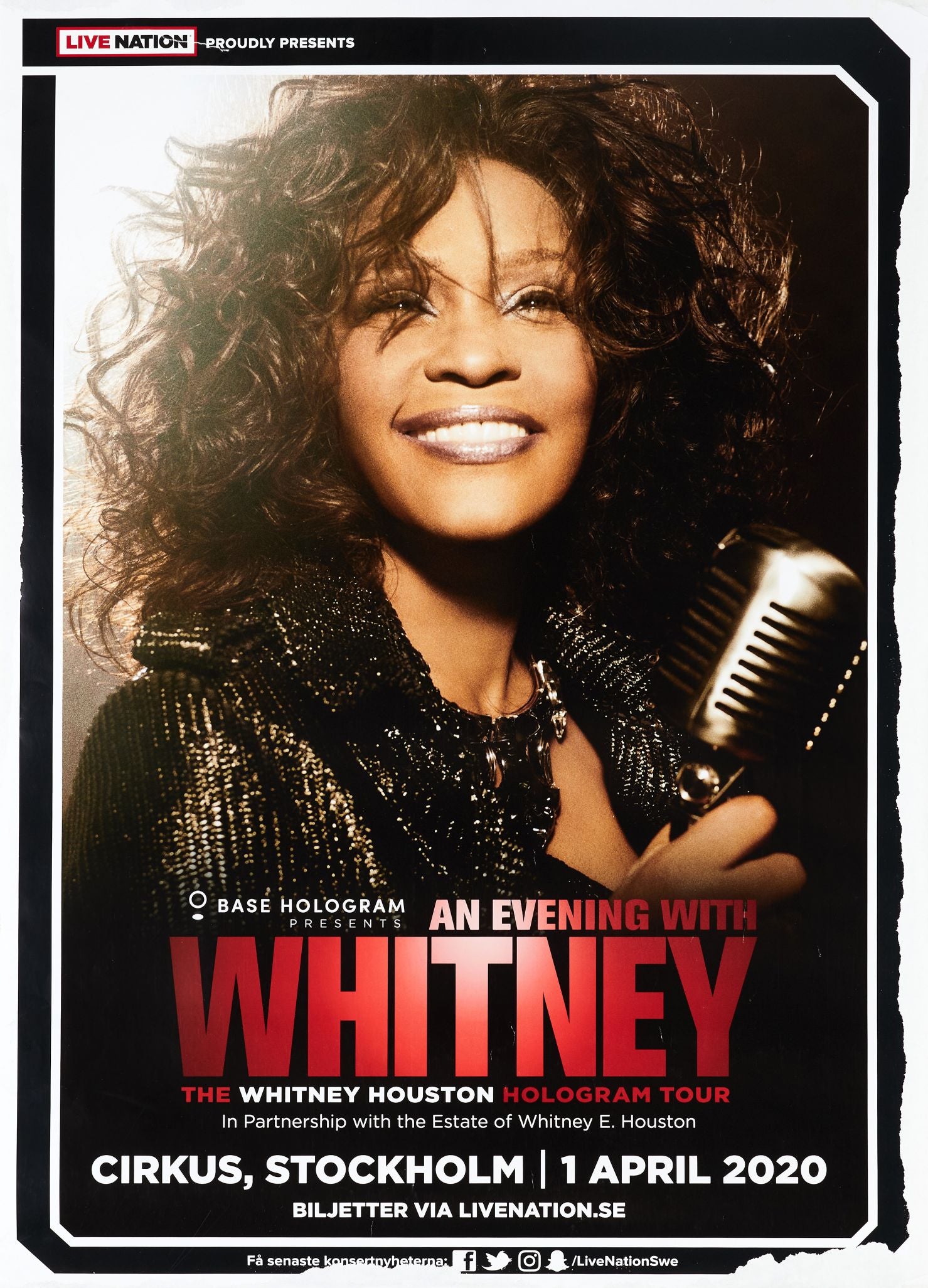 Whitney Houston Hologram Tour en Estocolmo, Suecia (abril, 2020)